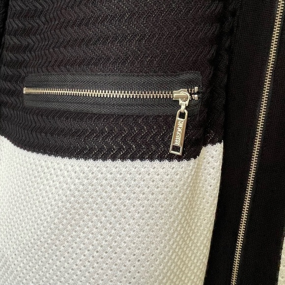 MISOOK Black and White Mesh Zip Up Blazer. Size Large - Picture 3 of 10